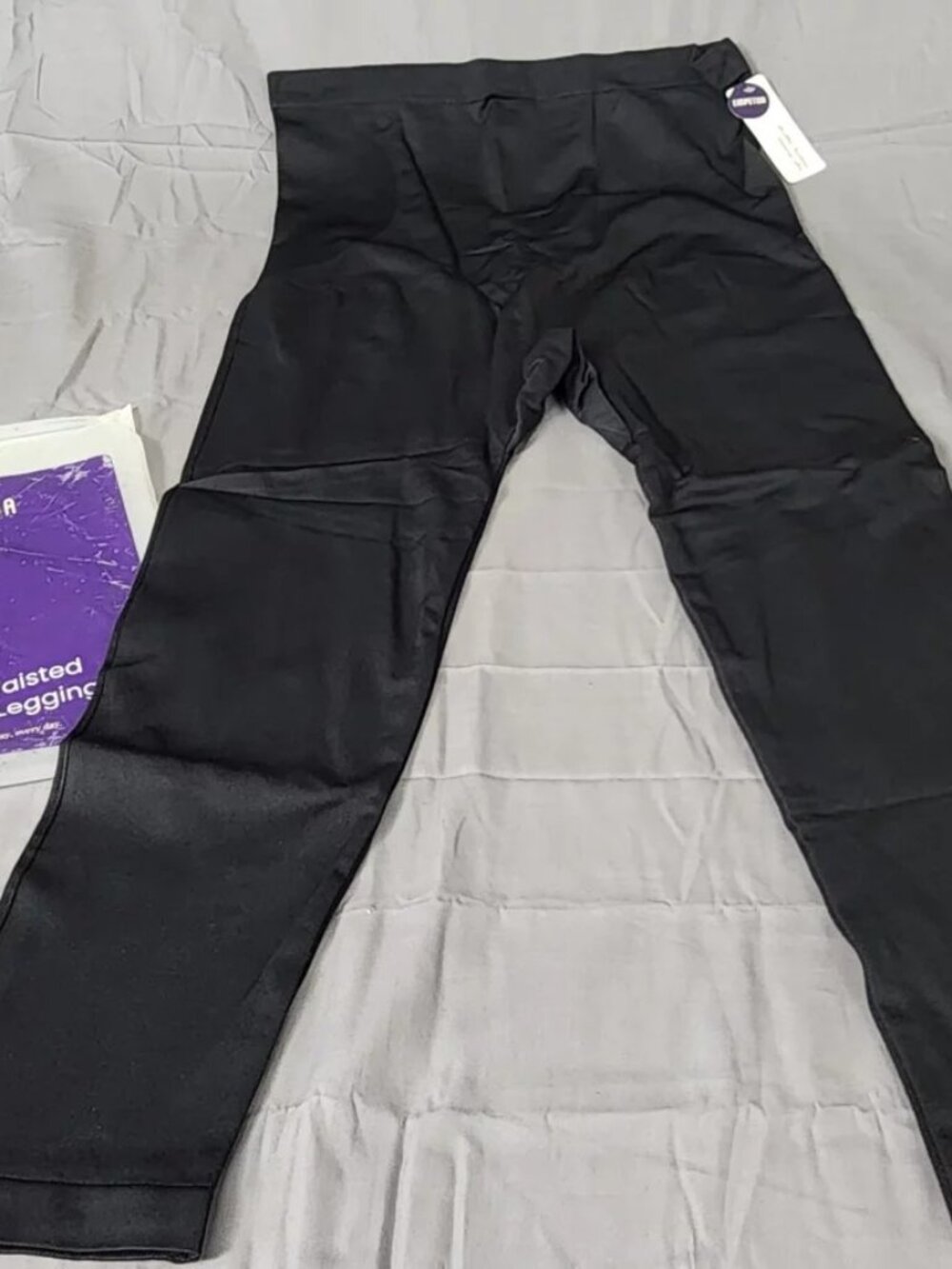 EMPETUA Womens 4XL Plus High Rise Shaping Leggings Black Ankle Silicone Grip